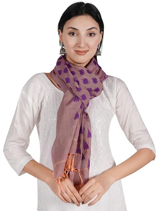 Ekaltara Women handwoven Purple Ikat Cotton Stole ! EKL_12