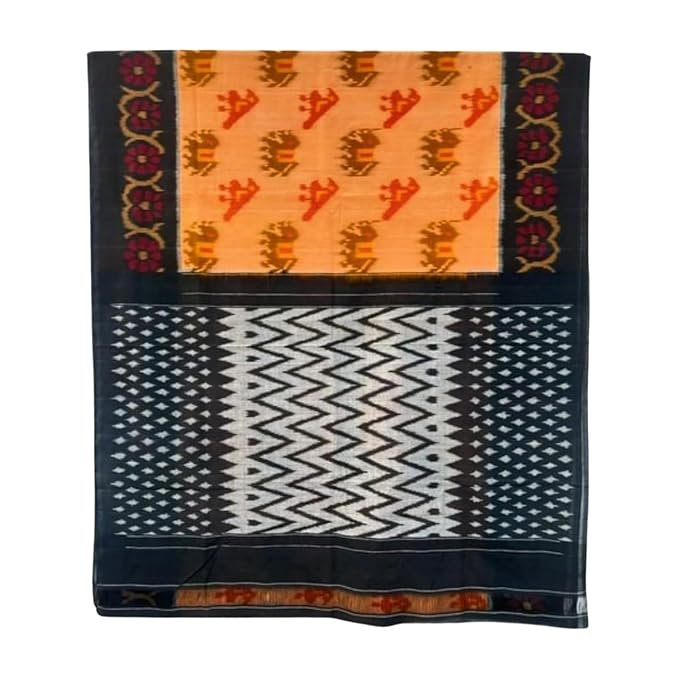 Ekaltara Women’s Pure Cotton Traditional Ikat Pattern Handloom Woven Designer Saree With Blouse for a Stylish Look, Saree – 06