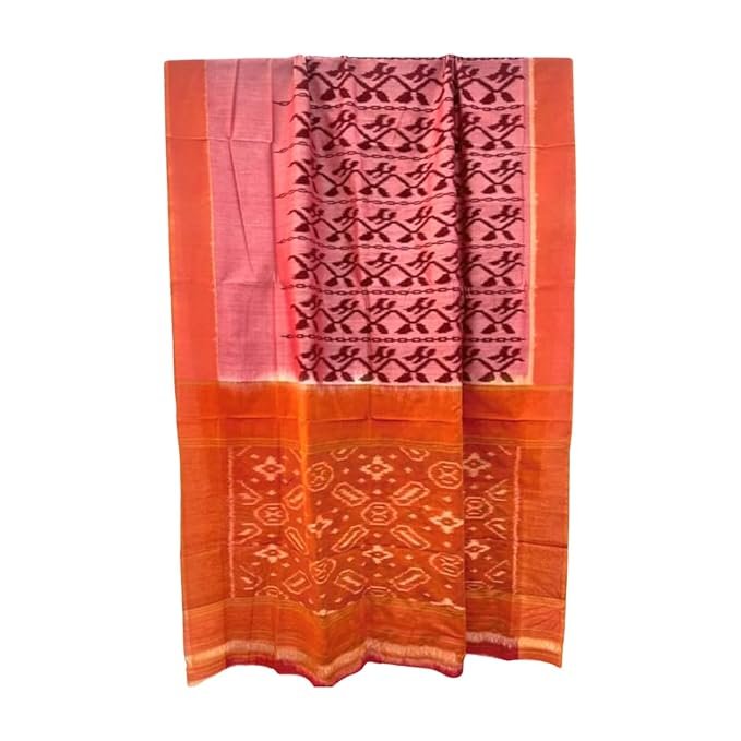 Ekaltara Women’s Pure Cotton Traditional Ikat Pattern Handloom Woven Designer Saree With Blouse for a Stylish Look, Saree – 07