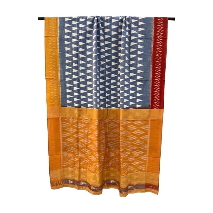 Ekaltara Women’s Pure Cotton Traditional Ikat Pattern Handloom Woven Designer Saree With Blouse for a Stylish Look, Saree – 10